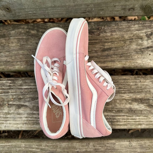 Vans Old Skool Suede Leather Lace Up Low Top Sneakers Zephyr Pink Size 8.5 - Picture 4 of 9